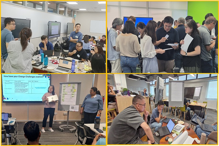 collage of people working on projects