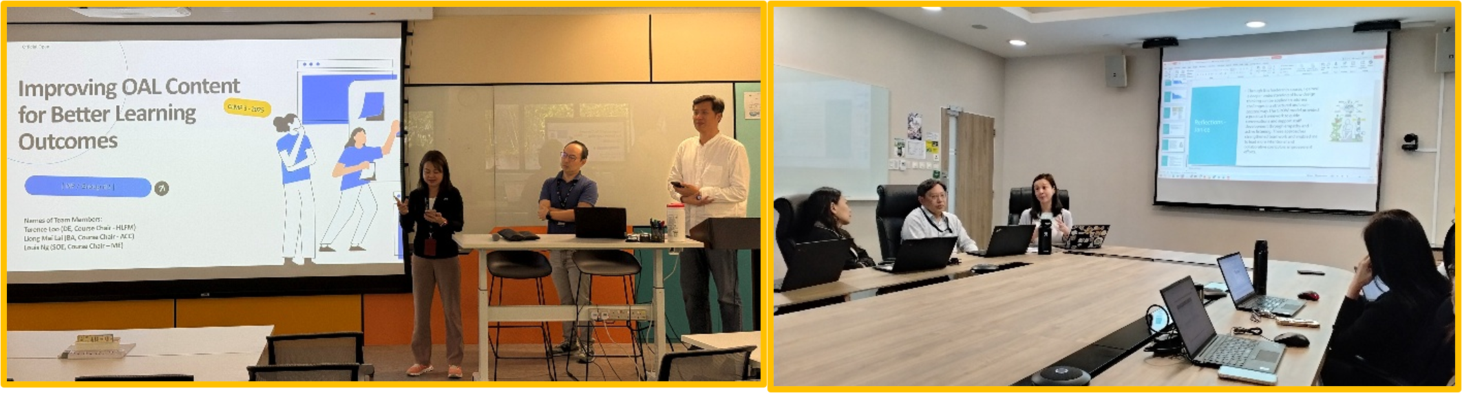 collage of participants presenting to management